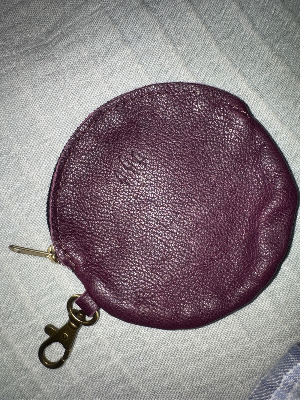 Portland Leather Round Coin Pouch - Plum Purple